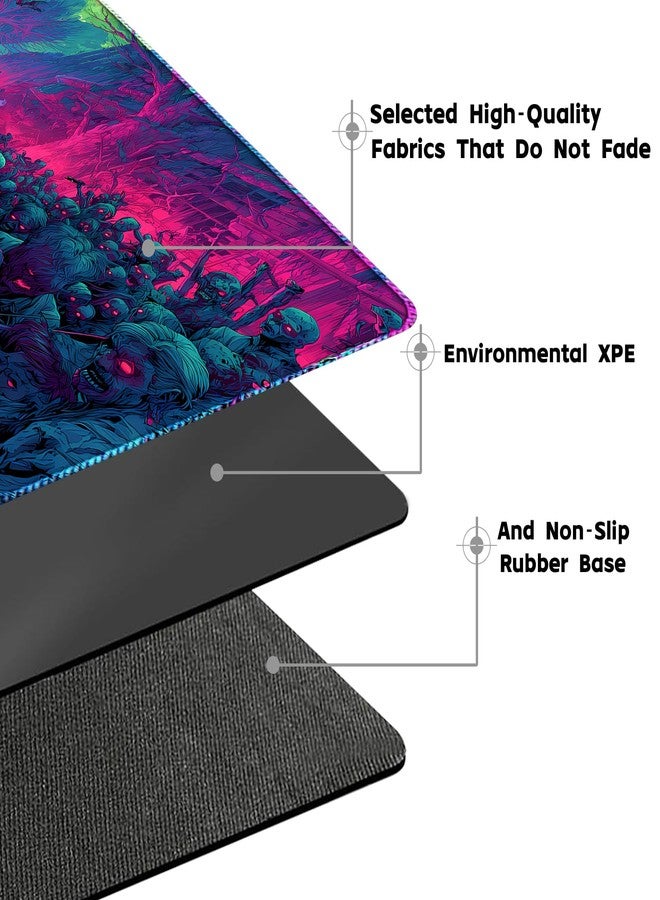 April Space MTG Playmats(Stitched) Size 24x14 in with Card Zones Storage Bag (Zombies are Attacking-No Zone) - Image 5